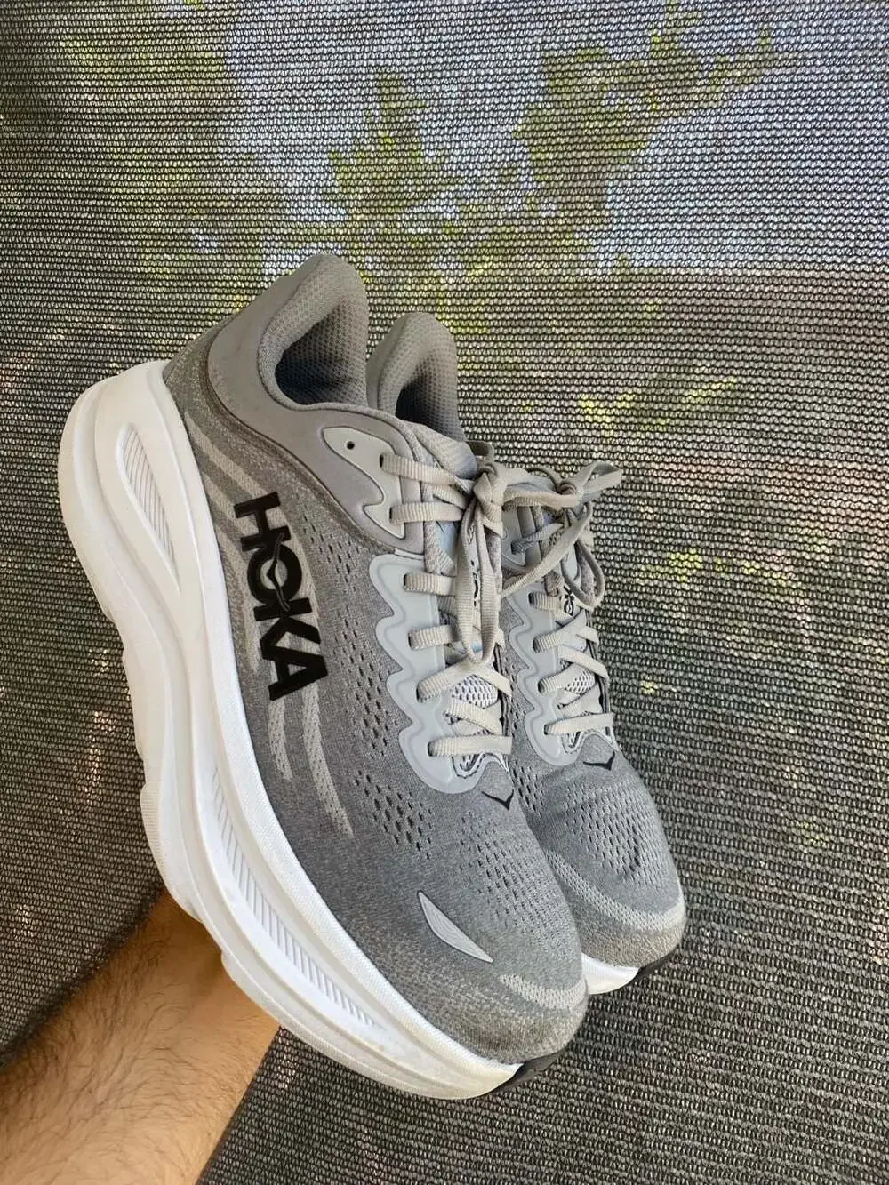 HOKA Bondi 9 Men's Athletic Running Shoes in Galactic Grey/Stellar Grey